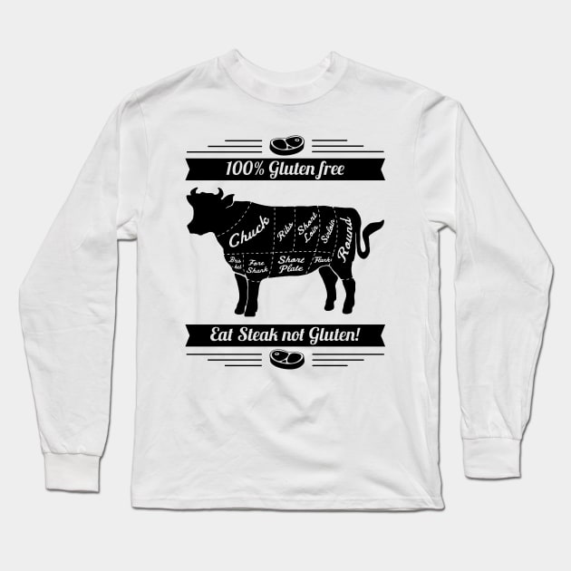 Funny BBQ Meatlovers "Gluten free" Design Long Sleeve T-Shirt by boobear_studio